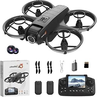 Mini Drone with 4K HD Dual Camera for Adults & Kids, YL3 FPV RC Quadcopter with Built-In Screen Remote Controller, Optical Flow Hovering, Obstacle Avoidance, 3 Speeds & Propeller Safety Guards Black