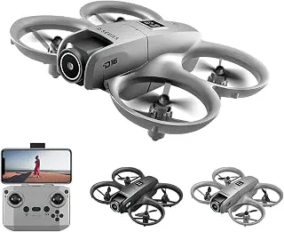 New D16 Dron Dual HD Camera Foldable Remote Control Drone with Optical Fow Hover Auto Intelligent Obstacle Avoidance Indoor and Outdoor Drone Men's Gift for Back-to-School Season Christmas