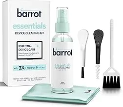 BARROT Essentials Mini Device Cleaning Kit | Includes 50ml Non-Alcohol Screen Cleaner, 3 x High-Precision Brushes & 20x20CM Plush Microfiber