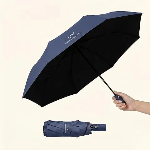 RoughhouseUV Umbrella for Sun & Rain – Auto Open/Close | Windproof | Travel-Friendly 3-Fold Design | SPF 50+ Coated | Big Canopy, Easy to Carry