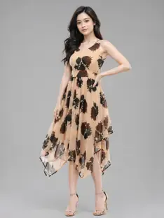 HARSII ZONE Women Fit and Flare Brown Knee Length Dress
