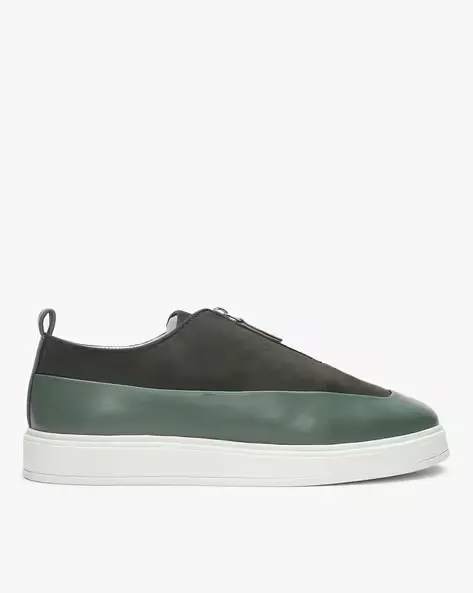 Panelled Slip-On Shoes with Zipper