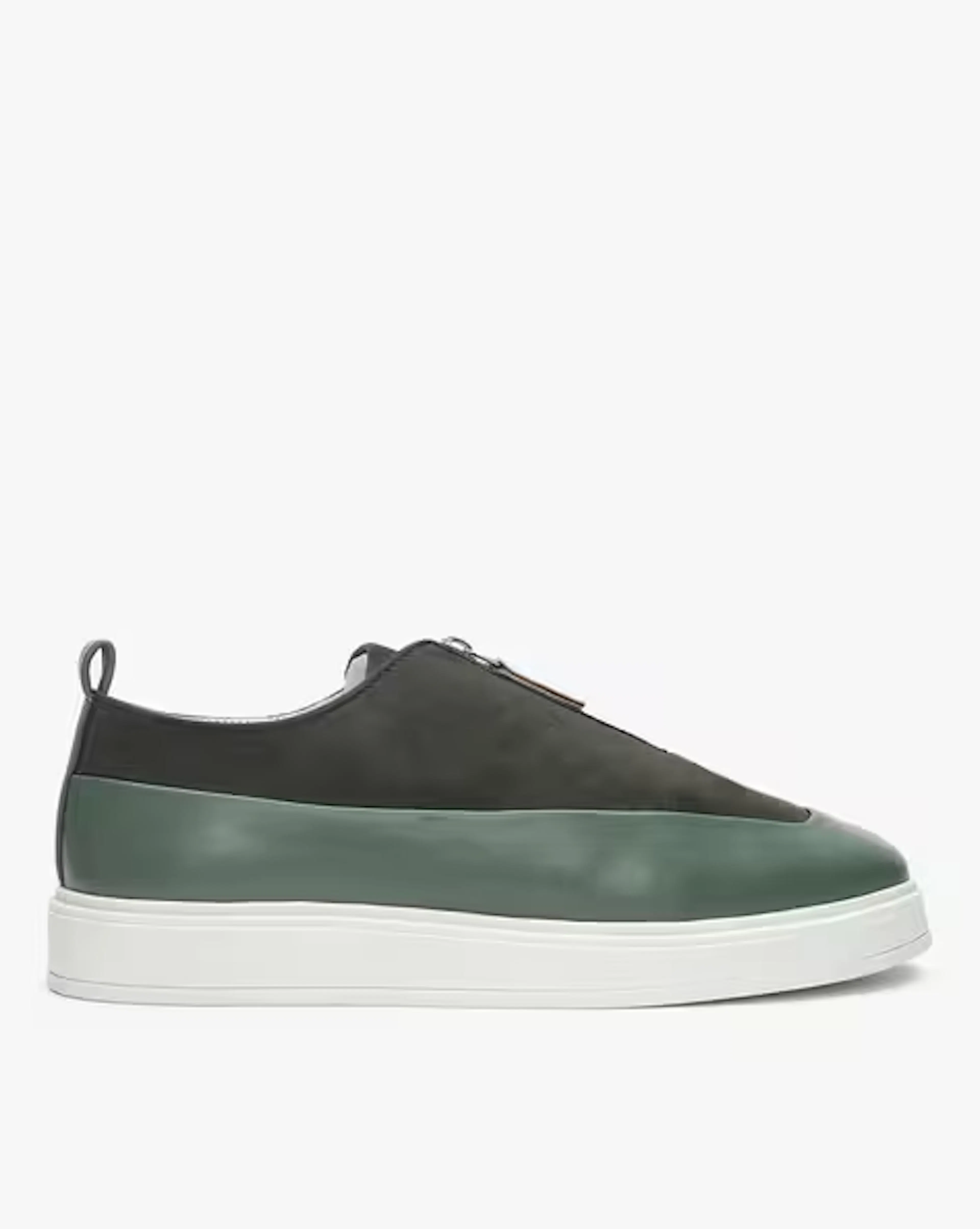 Panelled Slip-On Shoes with Zipper
