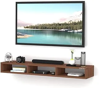 Engineered Wood Wall Mount Modern Entertainment Floating TV Unit for 32–55 Inch TVs with Storage Shelf, Set Top Box Stand, Router Shelf & Cable Management (Wenge, 90 cm)