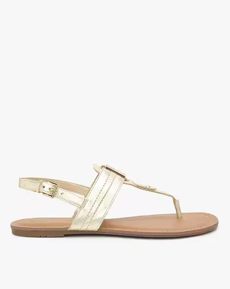 T-strap Slingback Flat Sandals