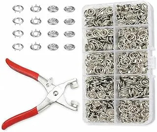 Snap Button Fastener Kit with Plier Tool, 100 Sets Metal Snap Buttons Stainless Steel Press Stud Kit for Clothing, Leather, DIY Craft, Repair with Storage Box(Silver)