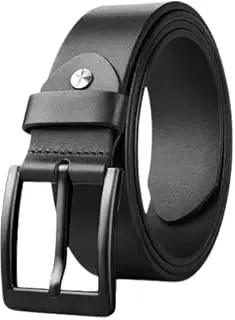 GenericMen’s Genuine Leather Belt with Classic Metal Buckle, Adjustable Casual and Formal Waist Belt for Jeans, Trousers and Office Wear