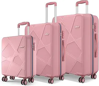 SafariPentagon Pro 8 Wheels Set of 3 Trolley Bag, Hard Case Polypropylene, 360º Wheeling Small Check in Luggage, Suitcase for Travel, Trolley Bags for Travel, Rose Gold
