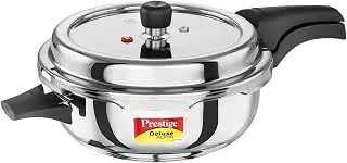 Prestige 4 Litre Stainless Steel Deluxe Alpha Svachh Outer Lid Senior Pressure Pan Cooker | 10Y Warranty| Deep Lid for Spillage Control | TRIPLY Base | GRS | Gas & Induction Compatible | ISI