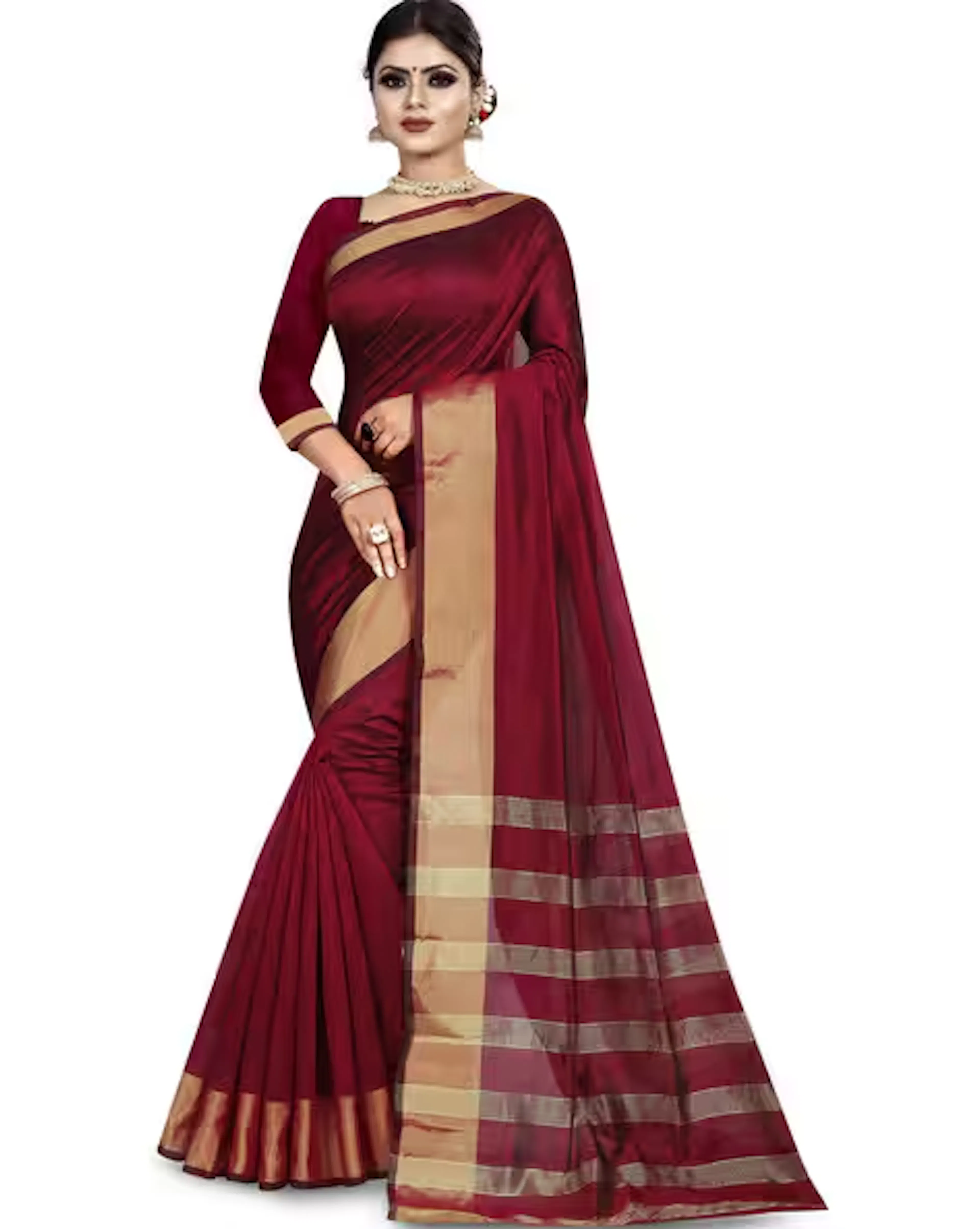 Saree with Contrast Border
