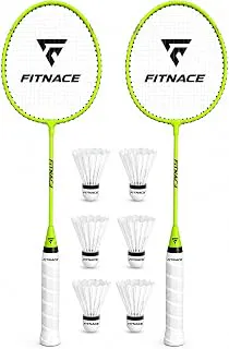 Badminton Racket Combo with 6 PC Feather Style Nylon Shuttlecock Set for Beginners and Intermediate Players