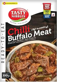 TASTY NIBBLES Ready to Eat Chilli Buffalo Meat 200GM Pouch| Kerala Special | Open Heat & Eat | Non-Vegetarian | No Added Preservatives | Japanese Retort Technology 200GM Pouch (Pack of 1)