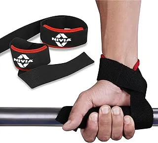 Nivia Weight Lifting Strap with Wrist Supporter for Gym, Powerlifting, Strength Training for Men & Women, Bar Straps for Deadlifting, Gym Equipment for Workout, Neoprene Padded Bar Strap (Red/Black)