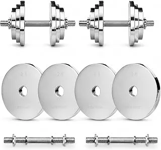 LEEWAYMetal Adjustable Dumbbell Set for Home Gym | 50kg (2.5kgX4+5kgX8)| Steel Dumbbell Set | Chrome Plates for Iron Dumble Rods 28 mm & Spin Lock | Compact for Strength Training Workout Dumbell