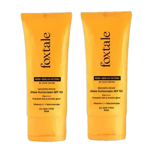 Foxtale Sunscreen - SPF 50 PA++++ Glow Sunscreen | In-Vivo Tested | 100% New Gen Filters| Prevents Tan (Pack of 2)