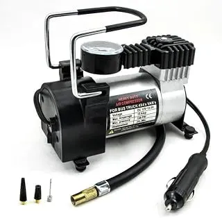 Fashion Air Pump,Car Pump Heavy Duty Metal Electric Car Compressor With Pressure Gauge, 12V DC Portable Tyre Inflator For Car, Trucks, Bus, Bike, Auto & Van, Single, 35 Liters Per Minute(A6)
