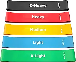 PulGos Natural Rubber Heavy Resistance Bands for Workout & Fitness - Premium Elastic Bands for Muscle Stretching,Strength Training,Yoga,Pilates,Physical Therapy & Full Body Exercise - Set of 5 Levels