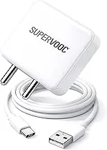 80 W SuperVOOC 6 A 80 Watt -VOOC, Dart, WARP, Dash Adapter with White Type-C Cable Charging Adaptor Travel Fast Charger with Detachable Cable (White, Cable Included)