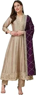MOKOSHWomen’s Silk Embroidery Anarkali Kurta Pant with Dupatta