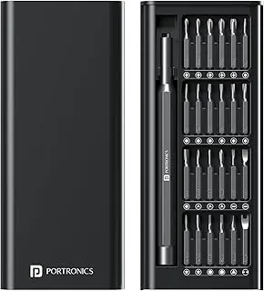 PortronicsBit Box,24-in-1 Screwdriver Kit,Compact,Durable,and Travel-Friendly Tool Kit with a Magnetic Bit Holder,Perfect for Household&Auto Repair (Black)