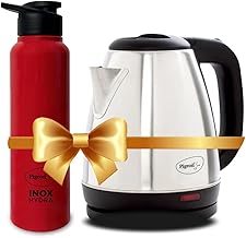 Pigeon 1.5 litre Hot Kettle and Stainless Steel Water Bottle Combo used for boiling Water, Making Tea and Coffee, Instant Noodles, Soup with Auto Shut- off Feature, 1300 W