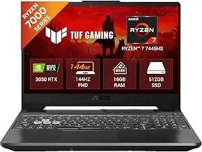 ASUSTUF A15 (2025), AMD Ryzen 7 7445HS,RTX 3050-4GB,75W TGP,16GB DDR5(Upgradeable Upto 64GB) 512GB SSD,FHD,15.6",144Hz,RGB Keyboard,Windows 11,Graphite Black,2.3 Kg FA506NCG-HN199W, Gaming Laptop