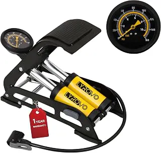 Lyrovo 160 PSI Double Cylinder Portable Foot Pump Air Tyre Inflator for car Bike and Cycle, Yellow
