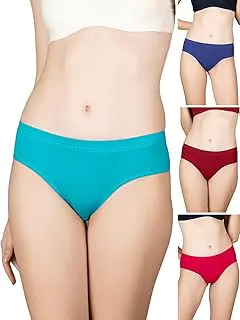 Lux CoziHer Hipster Panty Set for Women - Cotton Panties for Women Combo, Comfortable Inner Elastic Underwear for Women Combo Pack of 4 | Color and Print May Vary