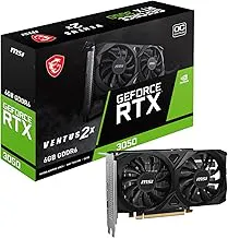 MSI GeForce RTX 3050 Ventus 2X E 6G OC PCI_E Graphic Card - Nvidia Geforce RTX 3050 Gpu, 6Gb GDDR6 96-Bit Memory, 14 Gbps, PCI Express Gen 4 x16Interface, Up to 1492 Mhz, Dual Fan