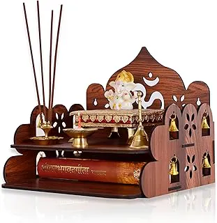Goelite Small Pooja Stand for Home Wall Mount Or Tabletop | Pooja Mandir Temple for Office and Home with Bells | Unique Design