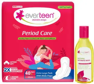 everteen Period Care XL Soft 40 Pads and Natural Intimate Wash 105ml