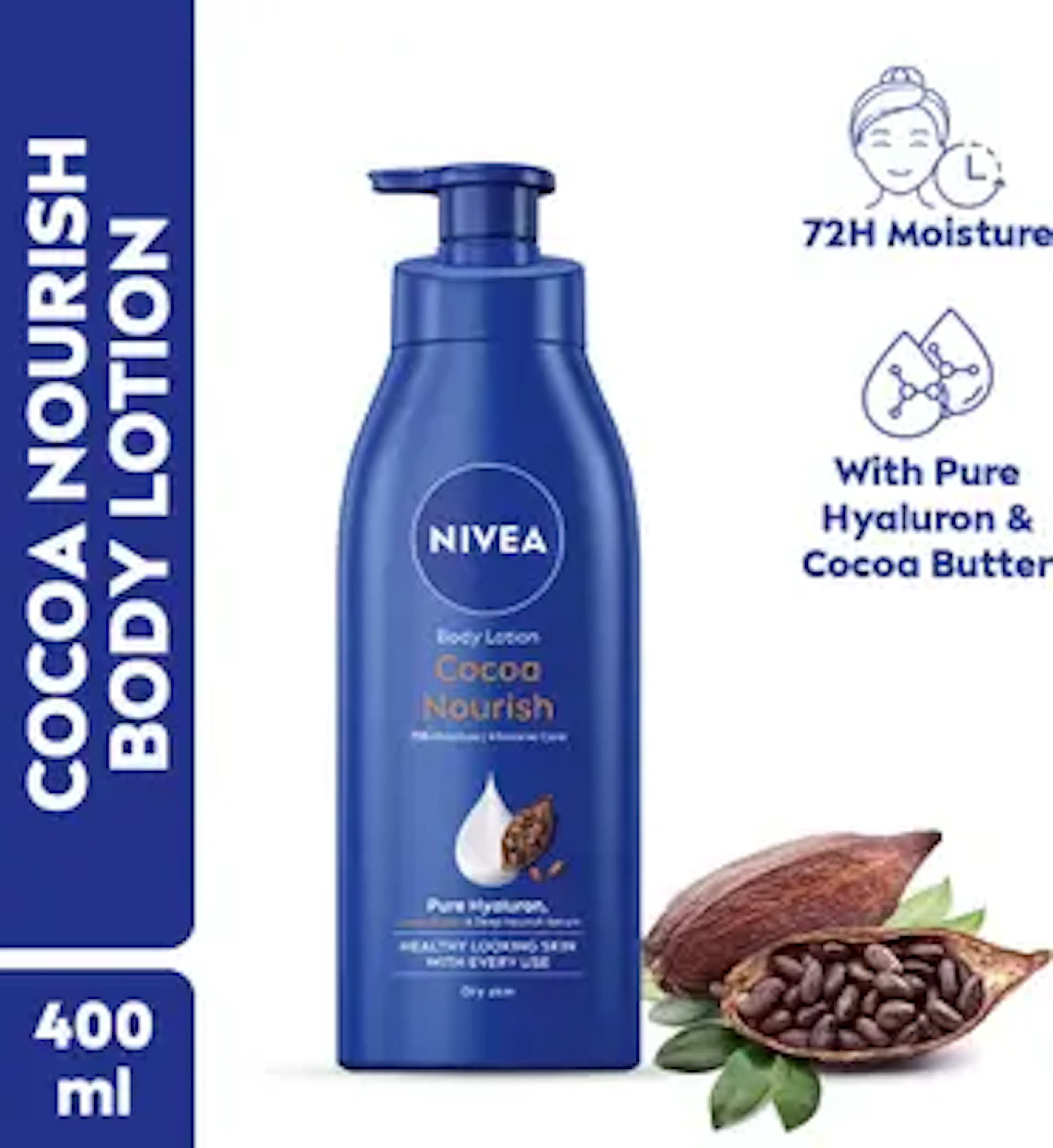 NIVEA Cocoa Nourish, Moisturizer Body Lotion, Coconut Oil, Serum, Hyaluronic acid