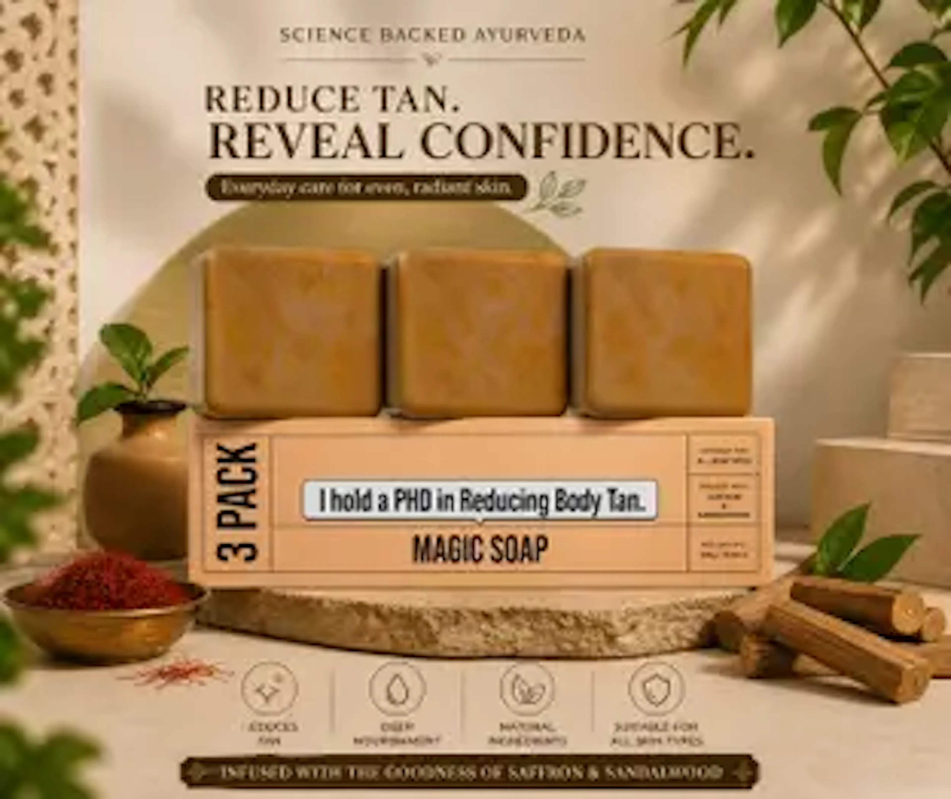 EMANIA Saffron & Sandalwood Soap – Natural Glow & Gentle Cleansing