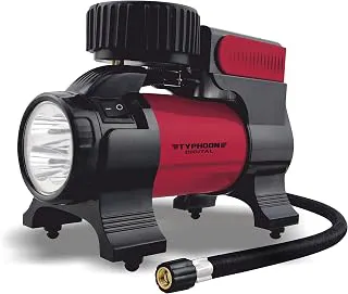 Bergmann Typhoon Digital Heavy-Duty Metal Tyre Inflator with Auto Cut-Off & LED Light (BCT-150D), 35 Liters_Per_Minute, Wine Red