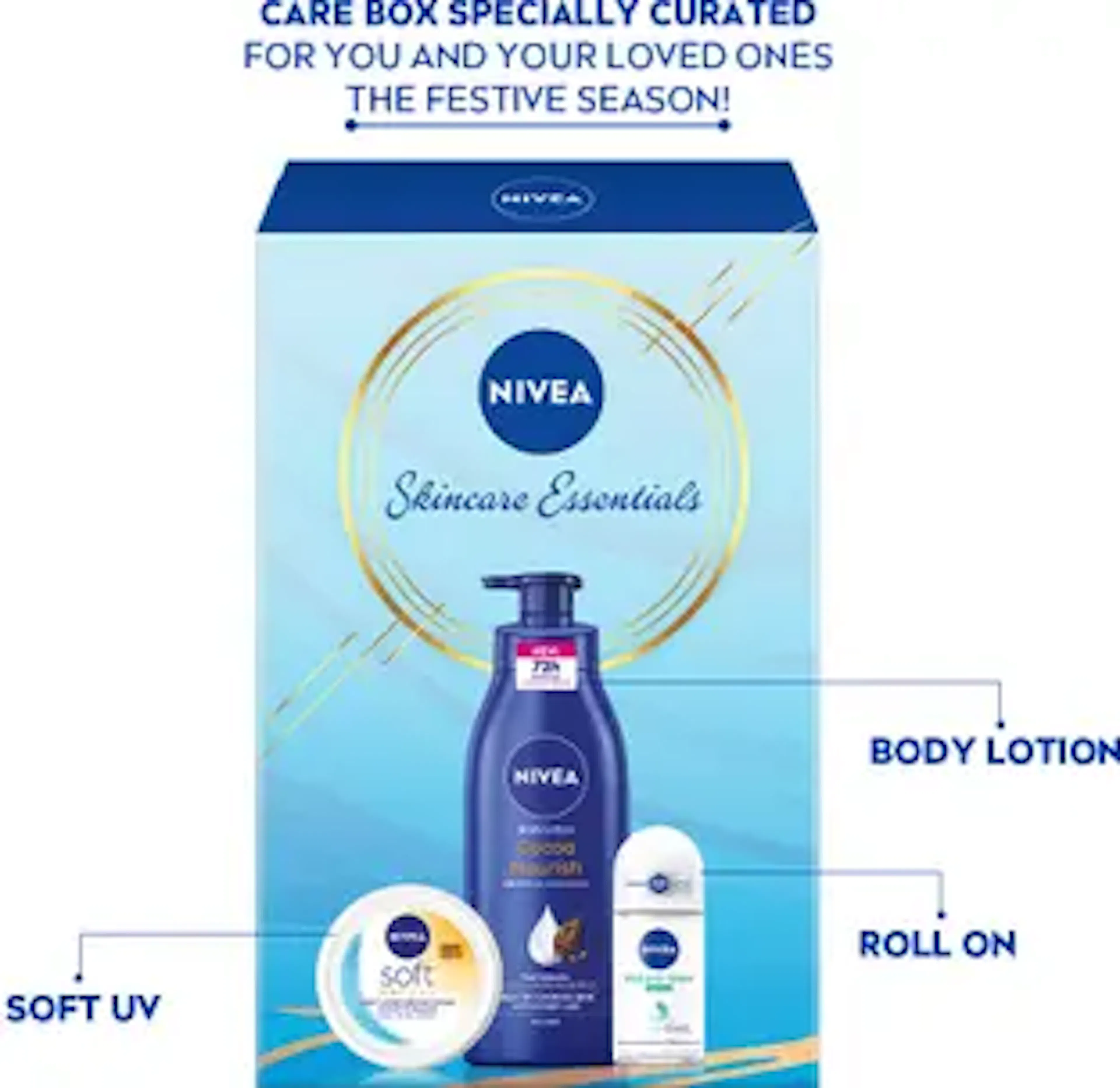 NIVEA Combo with Moisturizer Body Lotion, Soft Face Cream with SPF, Deo Roll for Women
