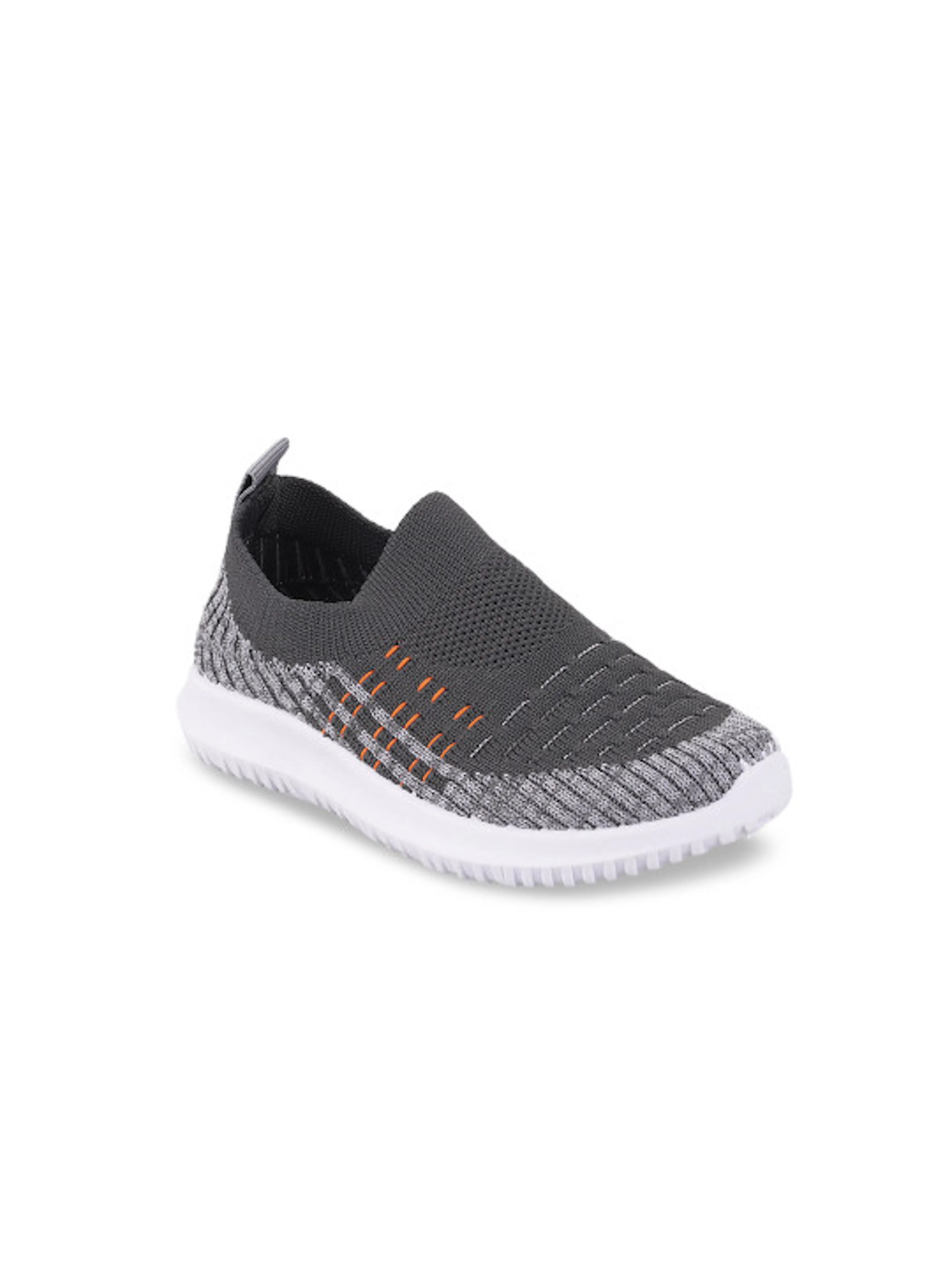 FEETWELL SHOES Boys Grey Textured Slip-On Sneakers