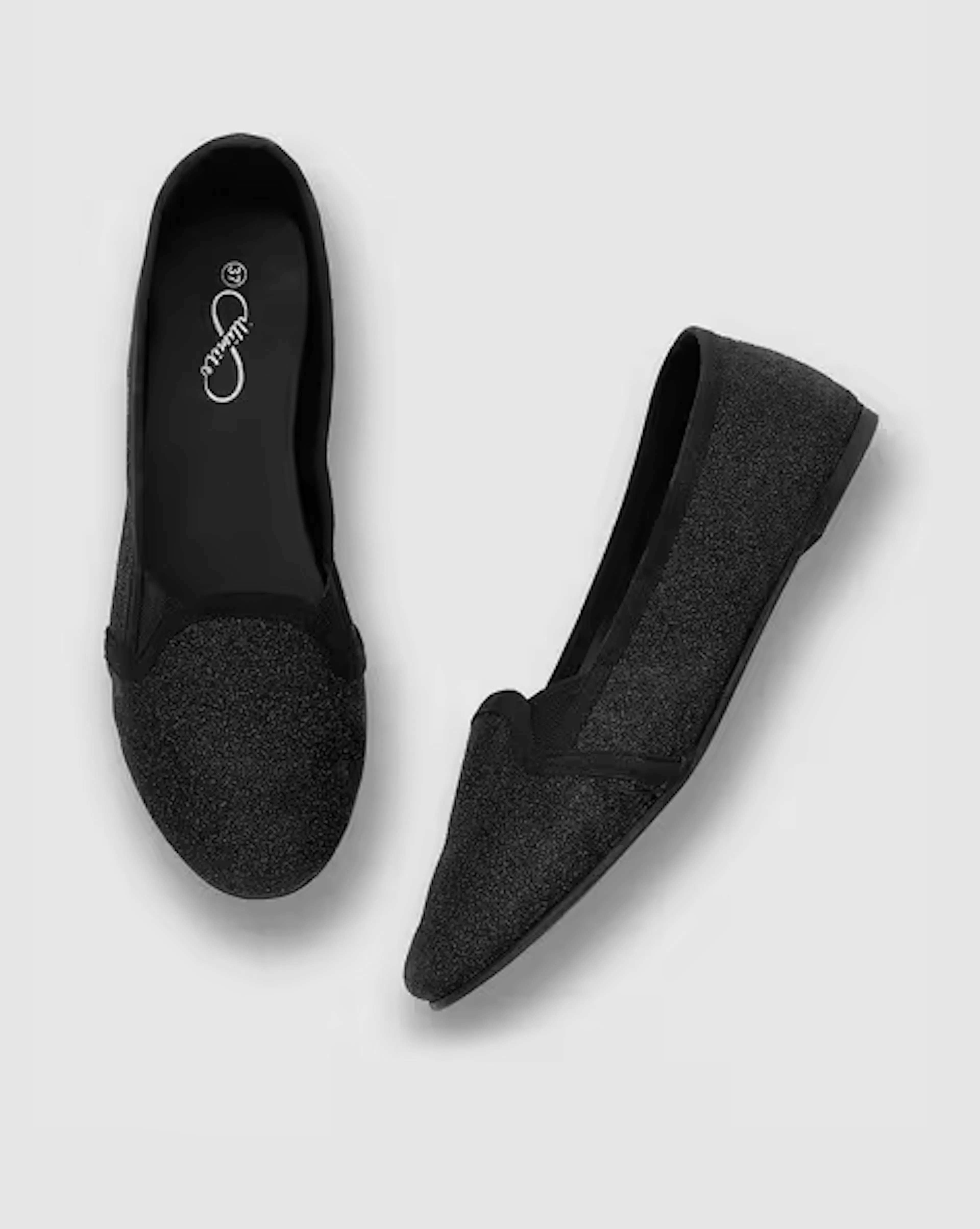 Shimmery Slip-On Shoes with Elasticated Gussets