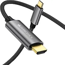 Zebronics Type C to HDMI Cable, 4K @ 60Hz | 1080p @ 240Hz, 18Gbps Data Transfer, 3D Compatible, 1M (3.2ft) Braided Cable, for Laptop, Mobile, iPad Pro, MacBook, Chromebook, TV (CHA20)