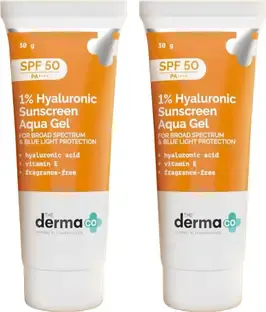 The Derma Co Sunscreen - SPF 50 PA++++ Hyaluronic Sunscreen Aqua Gel- Lightweight, No white-cast for Broad Spectrum