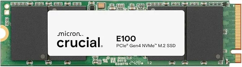 Crucial E100 SSD 480GB M.2 NVMe PCIe Gen4 Internal SSD, Up to 4,700MB/s, Laptop & Desktop Compatible - CT480E100SSD8