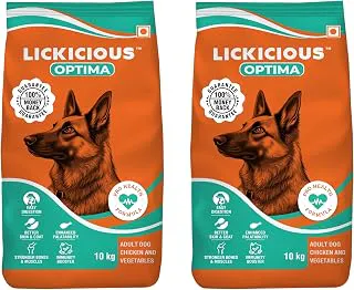 LICKICIOUS Optima Dry Dog Food Adult 20 KG | Chicken & Vegetable | Complete and Balanced Optimum Nutrition for Pedigree Dogs | Great Taste & Easy Digestion
