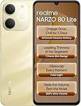realmeNARZO 80 Lite 4G (Beach Gold 2026, 4GB+64GB) | 6300mAh Segment's Biggest Battery | 7.94mm Slim Design | 300% Ultra Volume | Pulse Light: 9 Colors, 5 Glow Modes | Ai Assist