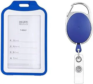 Sish Heavy Duty Retractable Badge Holder with Vertical ID Card Holders for Office ID Cards (Blue)