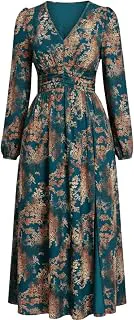 Leriya FashionV Neck Maxi Dress for Woman |Aline Dress for Women |Long Flared Dress for Womens|Summer Casual Outfit Wear Events, Date & Evening Look |Perfect Gaun Wear for Woman's
