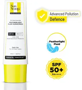 SunScoop Sunscreen - SPF 50 PA++++ 3% Niacinamide Fluid Sunscreen SPF 50+ PA++++ Lightweight In-Vivo Tested