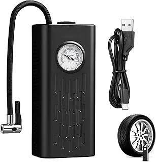 PANCA Cordless Air Pump Portable Tyre Inflator with Pressure Gauge, 5000mAh Battery & Multiple Nozzle Attachments | 150 PSI Wireless Mini Air Compressor