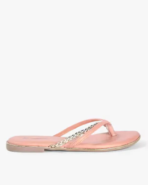 Thong-Strap Sandals with Braided Strap