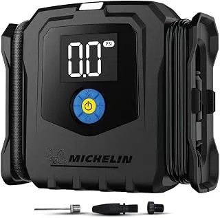 MICHELIN 12V High Performance Programmable Tyre Inflator | High-Flow Air Pump with LED Display & Pre-Set Pressure Function, Auto Shut-Off, 3 Metre Power Cord, Quick Connect Hose & Emergency Light