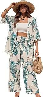 Leriya FashionCo Ord Set for Women Stylish | Summer Travel Co-Ord Set Short Sleeve Shirt & Wide-Leg Pant | Paisley Printed Stylish Casual Outfit for Summer Cord for Women | Dress for Woman