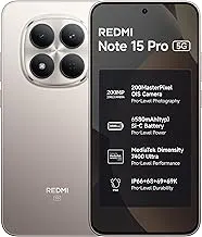 RedmiNote 15 Pro 5G (Silver Ash 8GB+256GB) | 200MasterPixel OIS Camera | Dimensity 7400-Ultra | 17.3cm CrystalRes AMOLED Screen | IP66/68/69/69K | Mega 6580mAh Si/C Battery | 45W Fast Charging